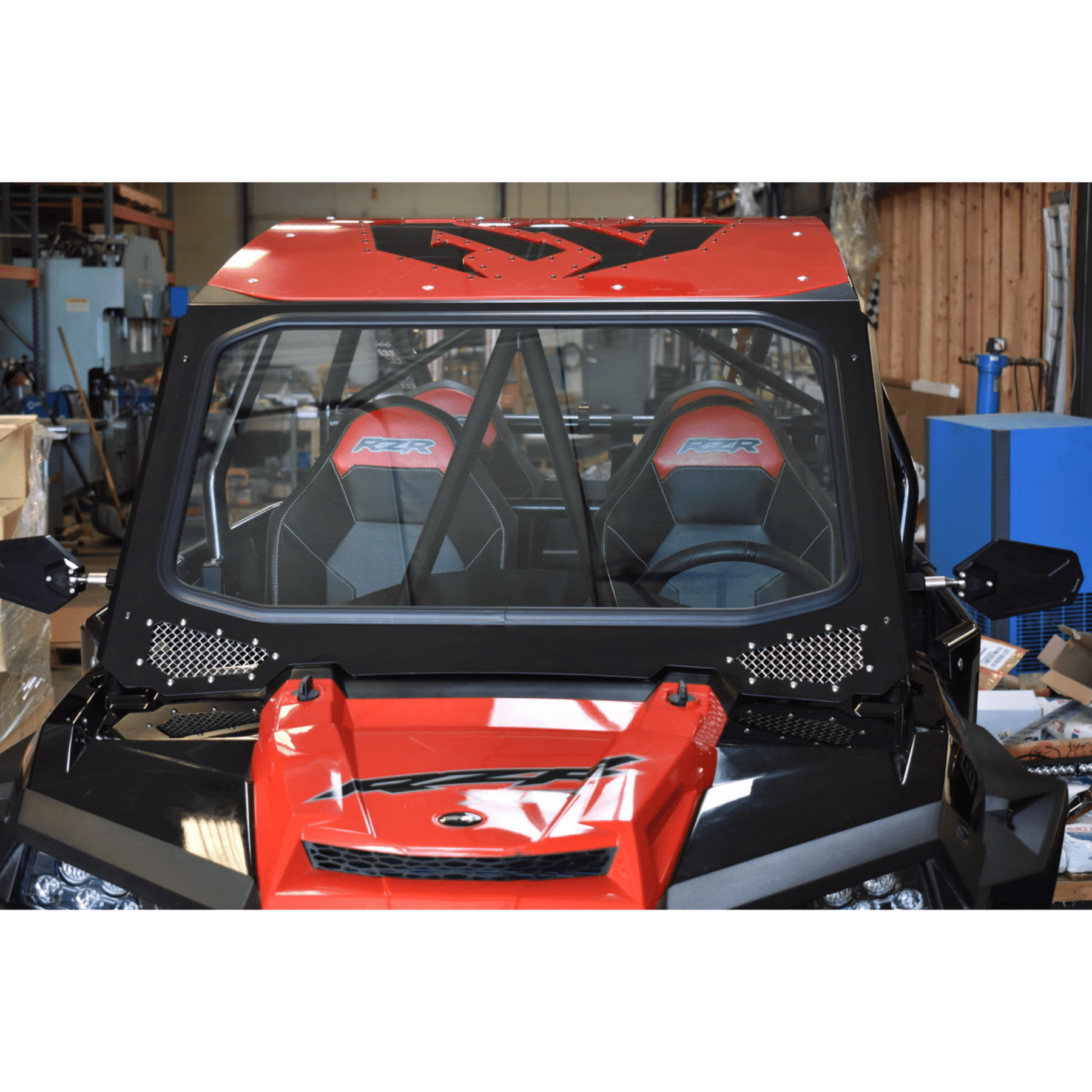 Polaris RZR 900, 1000, & Turbo Full Glass Windshield for CageWrx Race Cage (2014+)