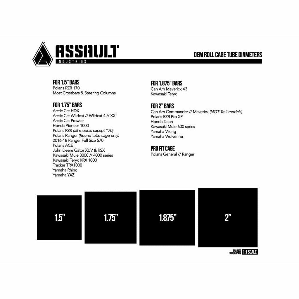 Assault Industries 90º Top Tube Light Bar Mounting Brackets (Set of 2)