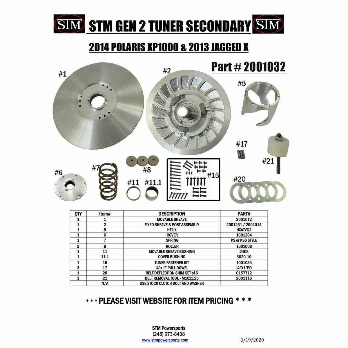 STM Polaris RZR (2008-2014) Gen 2 Tuner Secondary Clutch