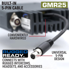 Radio Kit Plus - GMR25 Waterproof GMRS Mobile Radio Kit with External Speaker