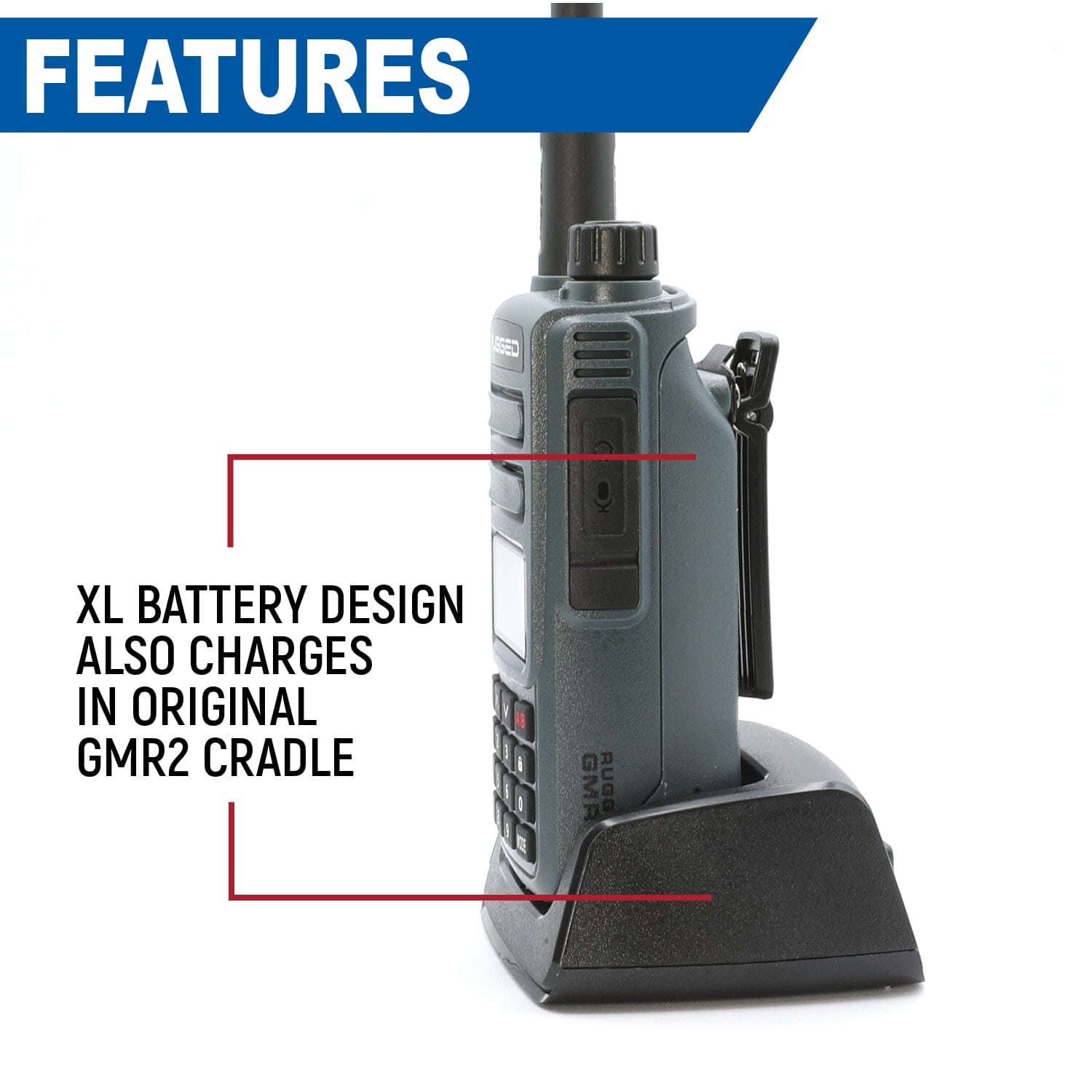 GMR2 and GMR2 PLUS Handheld Long-Lasting XL Battery with USB Charging Port