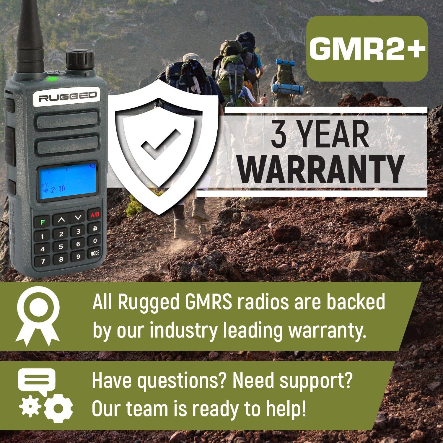 GREAT OUTDOORS PACK - GMR2 PLUS - GMRS / FRS Two Way Handheld Radios with Accessories