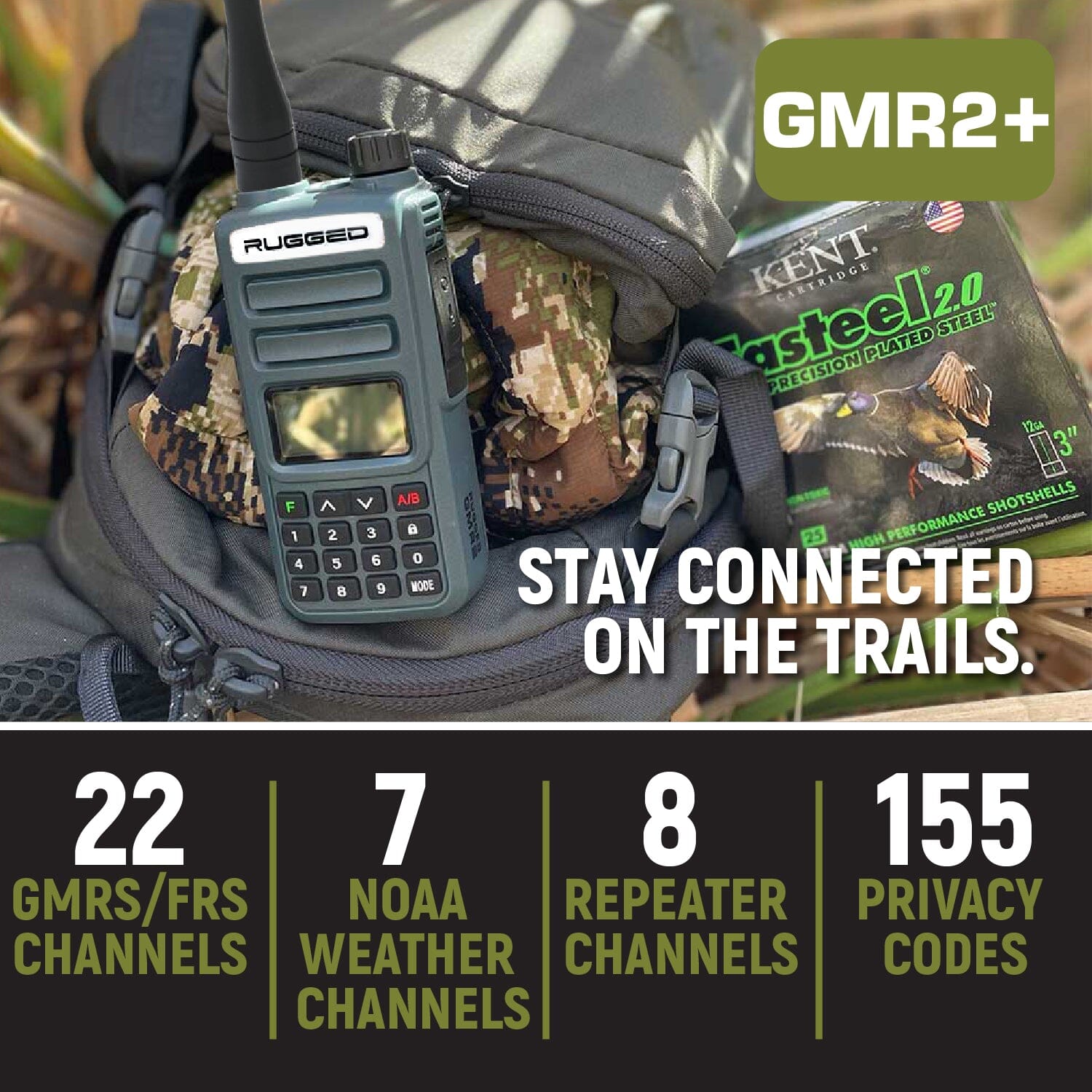 GREAT OUTDOORS PACK - GMR2 PLUS - GMRS / FRS Two Way Handheld Radios with Accessories