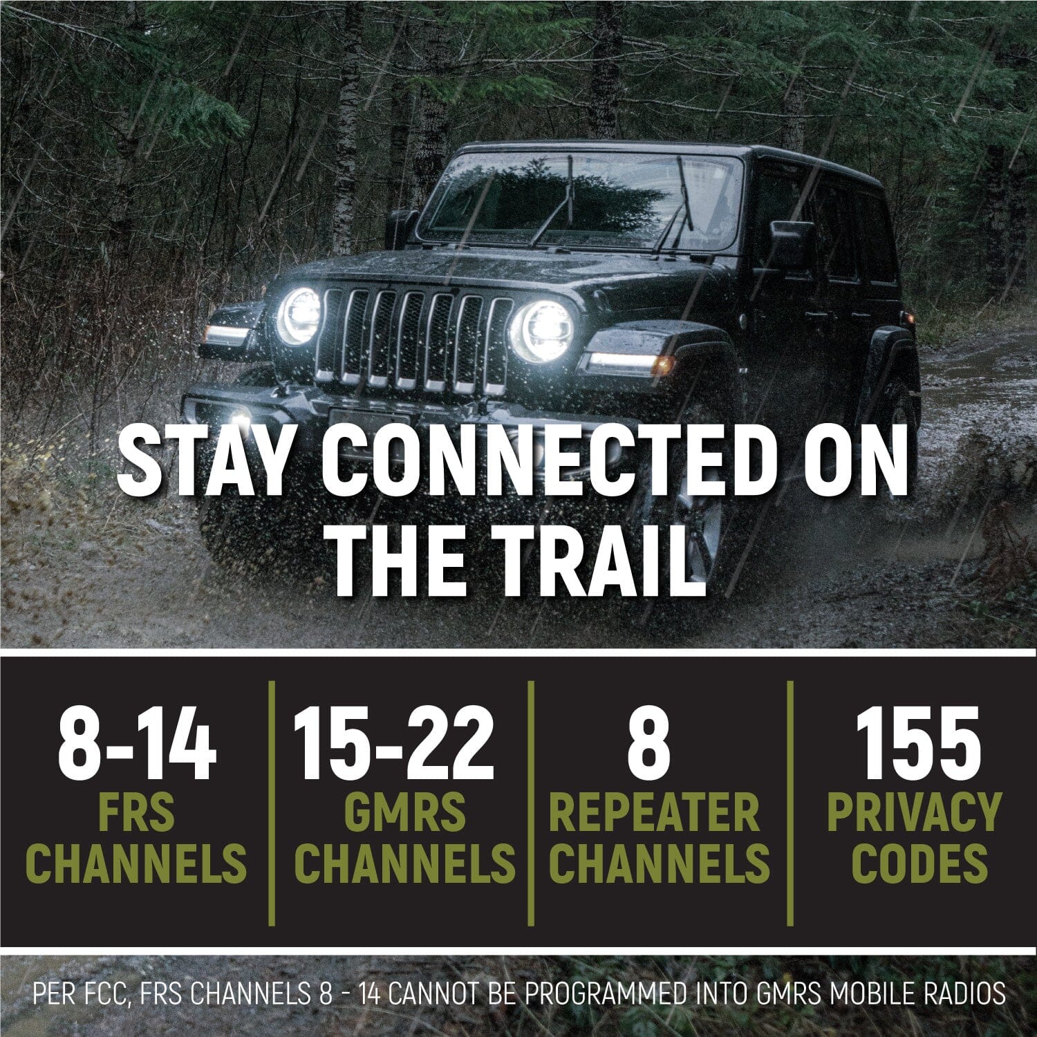 Jeep Wrangler JK and JKU Two-Way GMRS Mobile Radio Kit