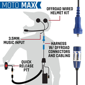 MOTO MAX Complete Motorcycle Communication Kit with Heavy-Duty OFFROAD Cables