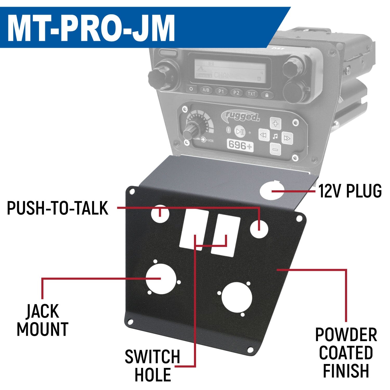 Lower Accessory Panel for Polaris RZR PRO XP, RZR Turbo R, and RZR PRO R Dash Mount Radio and Intercom