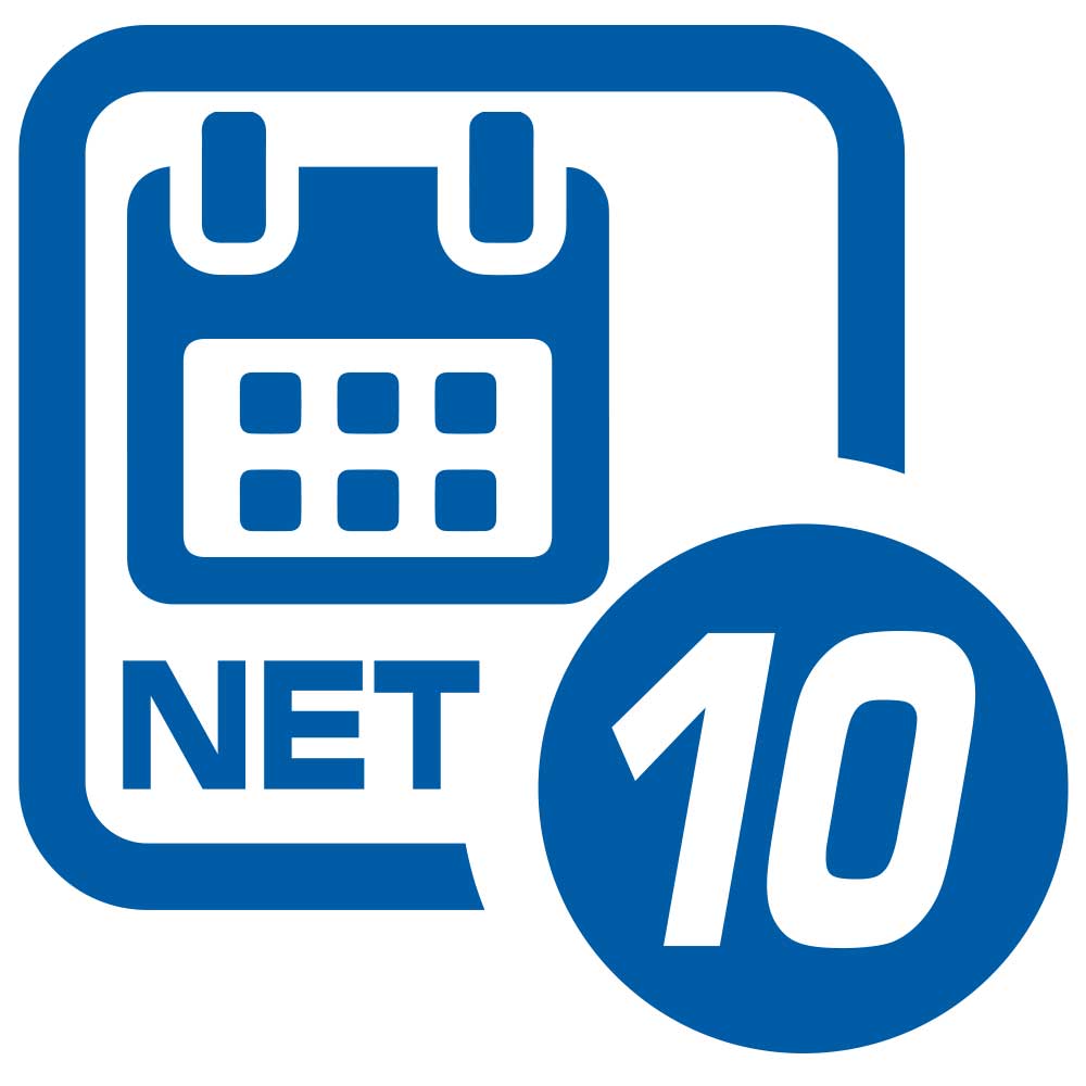 Net 10 Payment Terms - Please pay using the established NET 10 TERMS agreed.