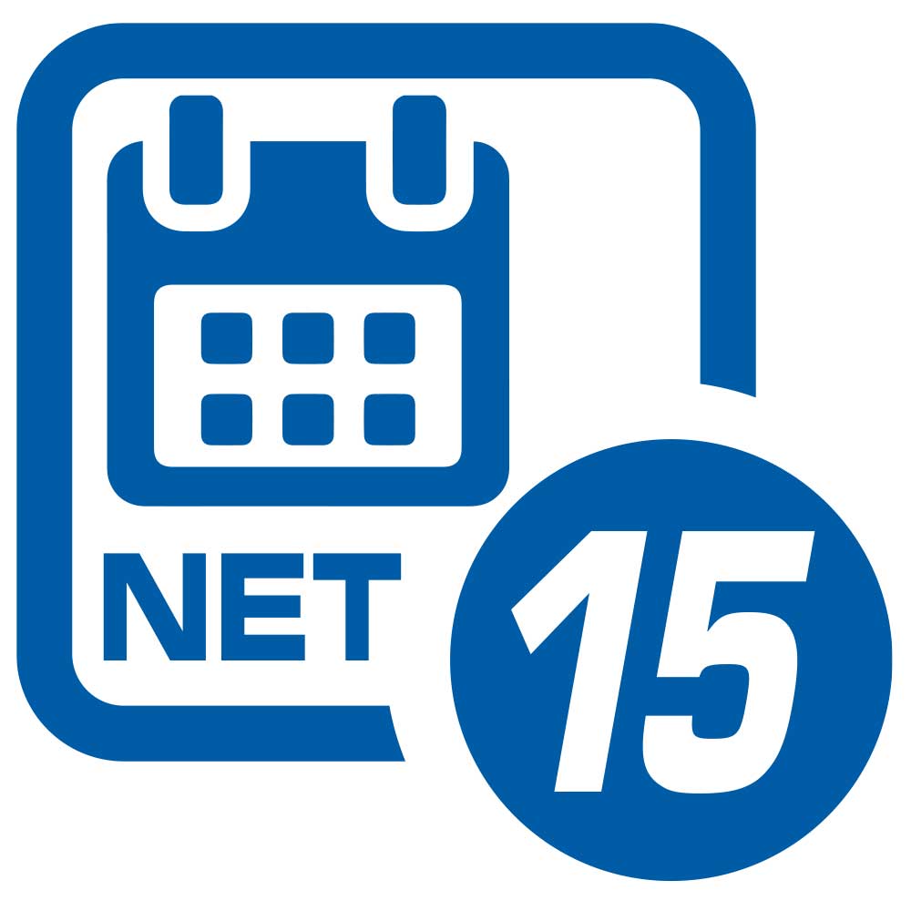 Net 15 Payment Terms Please pay using the established NET 15 TERMS agreed.