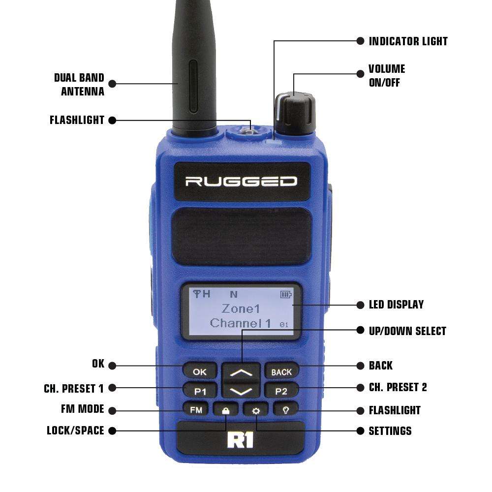 RADIO KIT - Rugged R1 - Business Band Two Way Handheld Radio to Intercom