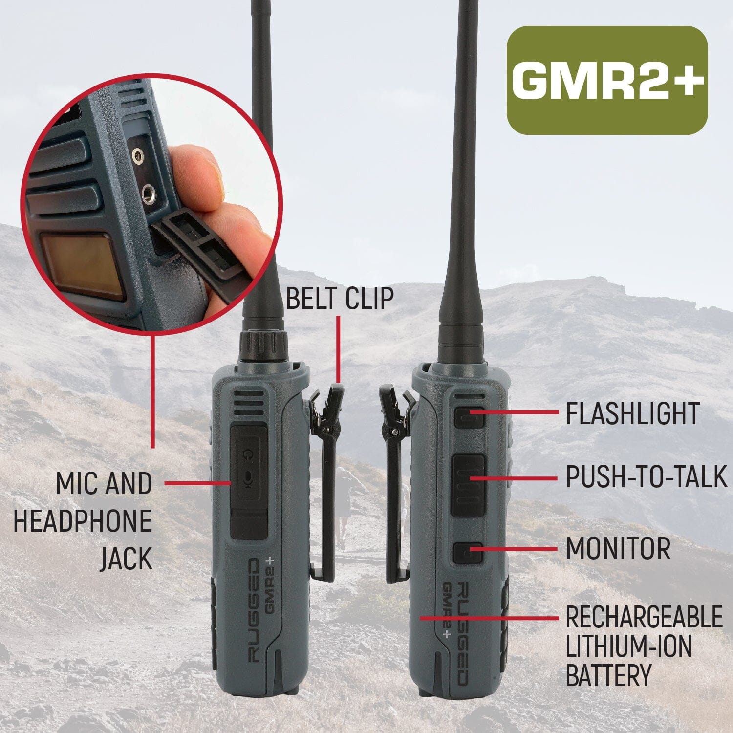 GMRS and FRS Handheld Two Way Radio - Model GMR2-PLUS - Orange - CLEARANCE