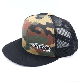 Rugged Radios Flat Bill Snapback Hat - Camo and Black