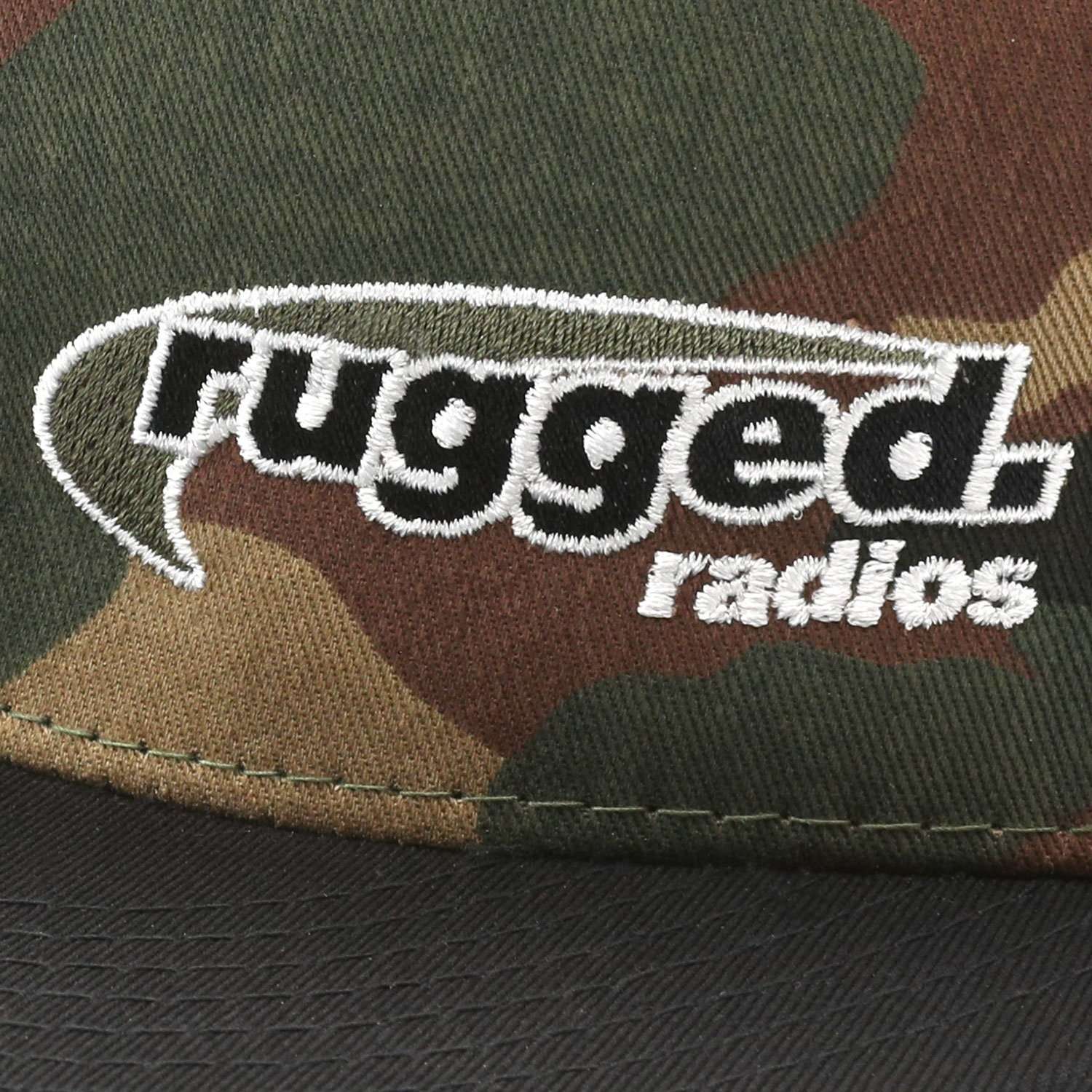 Rugged Radios Flat Bill Snapback Hat - Camo and Black