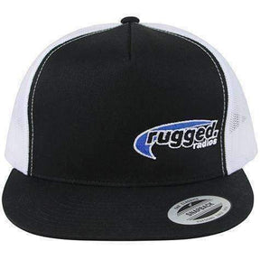 Rugged Radios Flat Bill Snapback Hat - Black and White