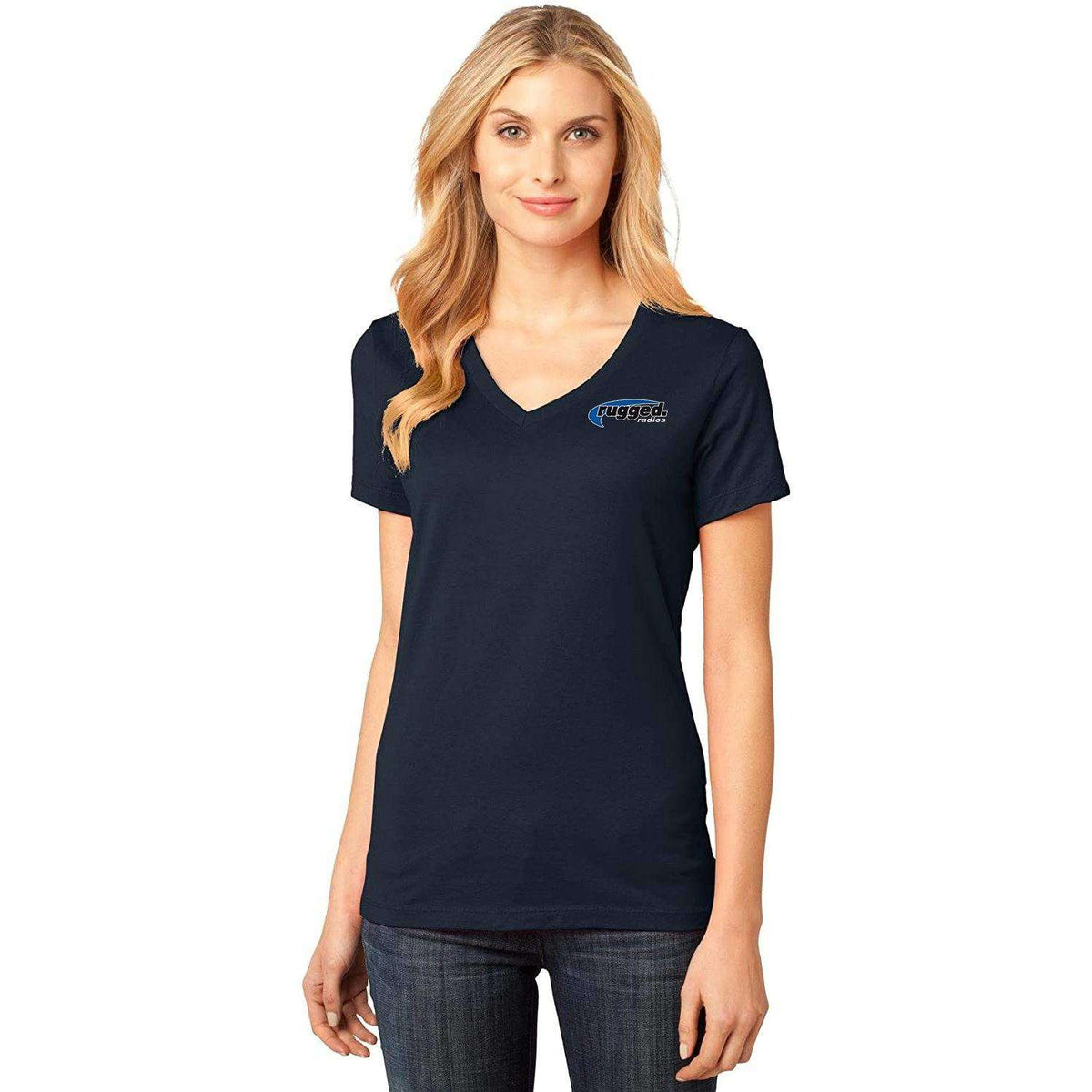 Rugged Radios CLASSIC Ladies V-Neck - Navy Blue - Size Small - CLEARANCE