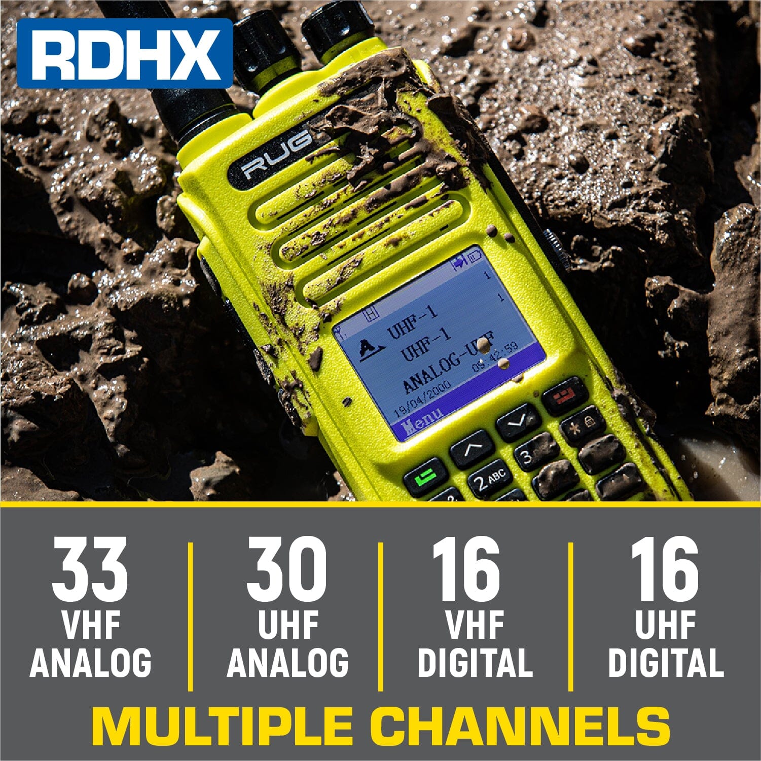 WATERPROOF - Rugged RDH-X - Business Band Two Way Handheld Radio - Digital and Analog