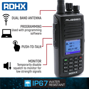 WATERPROOF - Rugged RDH-X - Business Band Two Way Handheld Radio - Digital and Analog