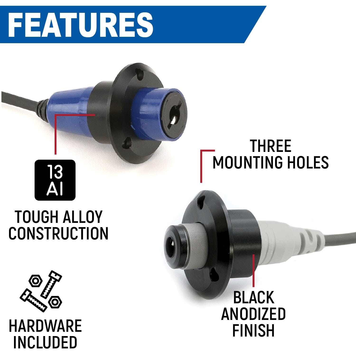 Single Headset / Helmet Jack Flush Mount for Blue Offroad Cable - CLEARANCE