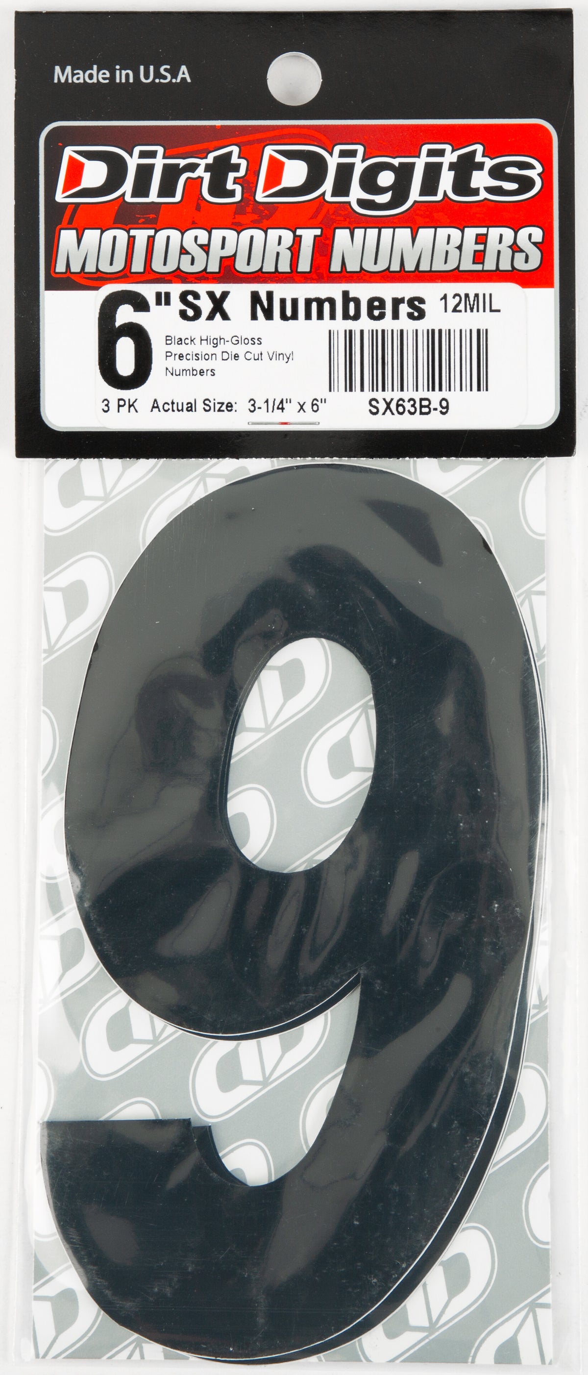 #9 6" BLACK SUPER X DIGITS 3/PK