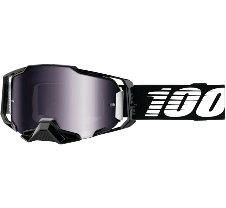 100% Armega Goggles Black with Silver Mirror Lens