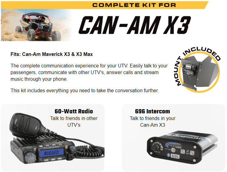 Can-Am X3 Complete UTV Kit with Dash Mount