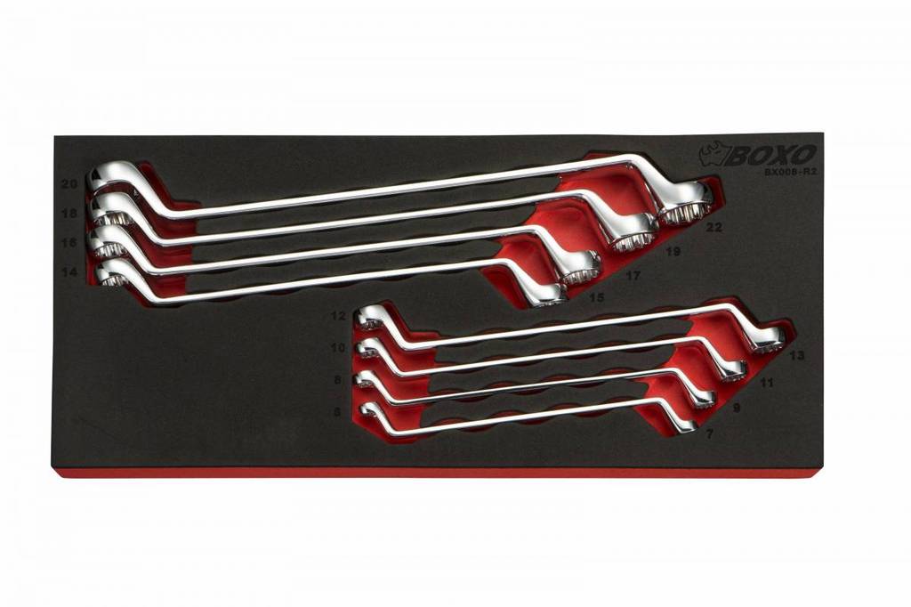8-Piece Metric 75° Offset Double Box End Wrench Set  BX008-R2