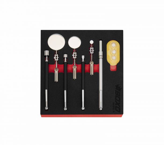 7 PC PICKUP & MIRROR TOOL SET WITH TELESCOPING LED LIGHT HANDLE  BX533-R