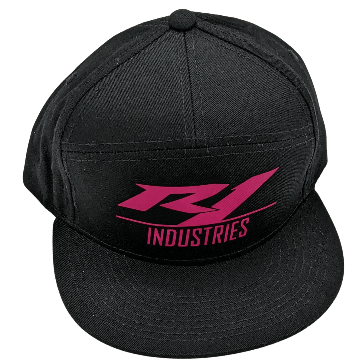 black r1 snapback hat with pink logo