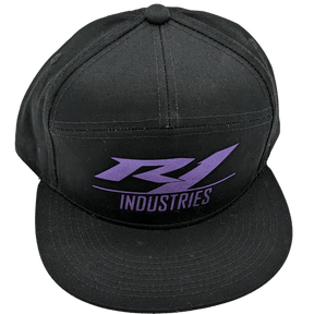 black r1 snapback hat with purple logo