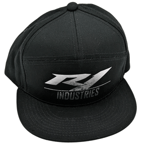 black r1 snapback hat with silver logo