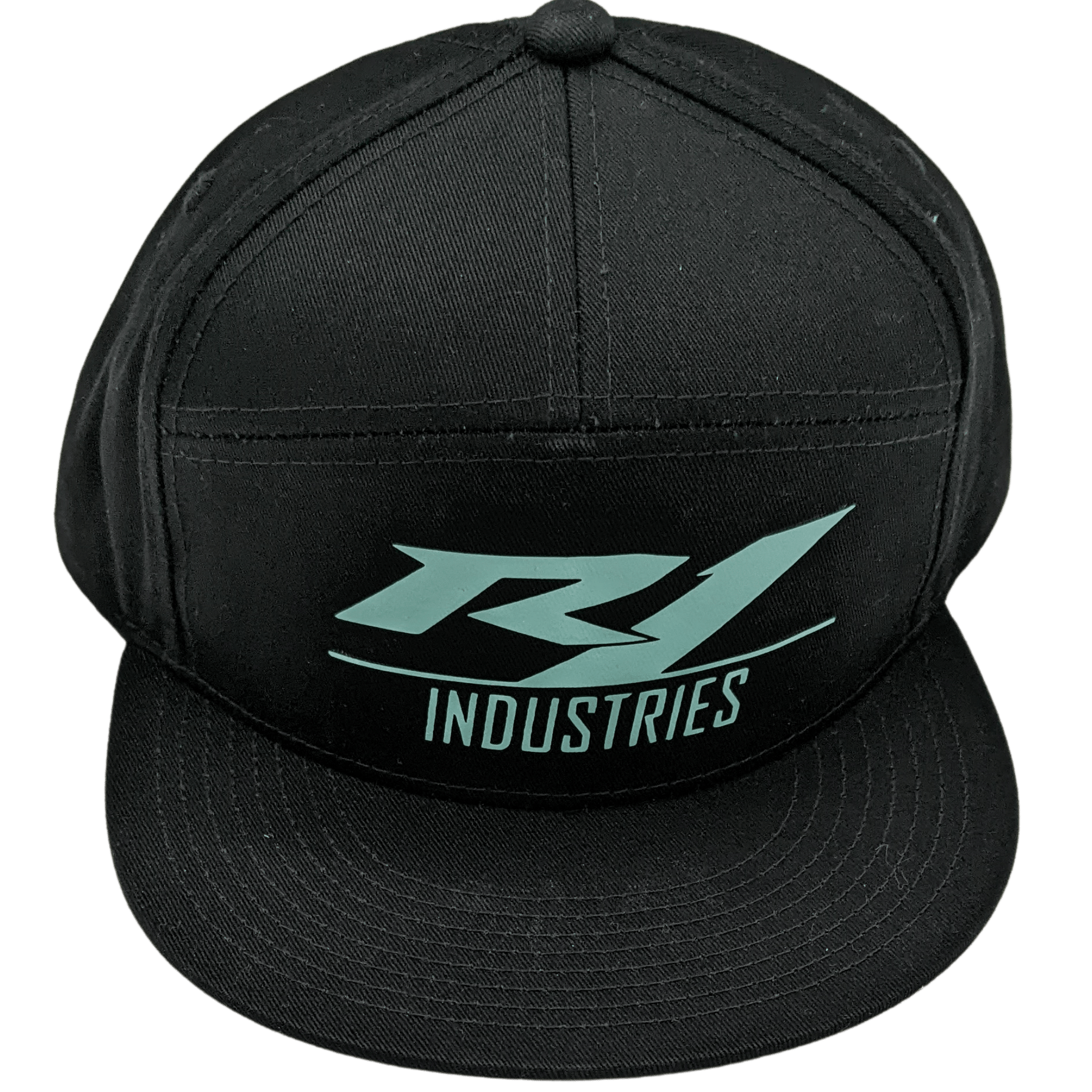 black r1 snapback hat with teal logo