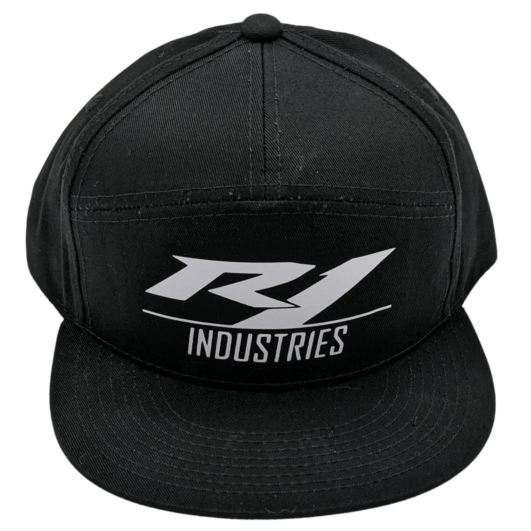 black r1 snapback hat with white logo