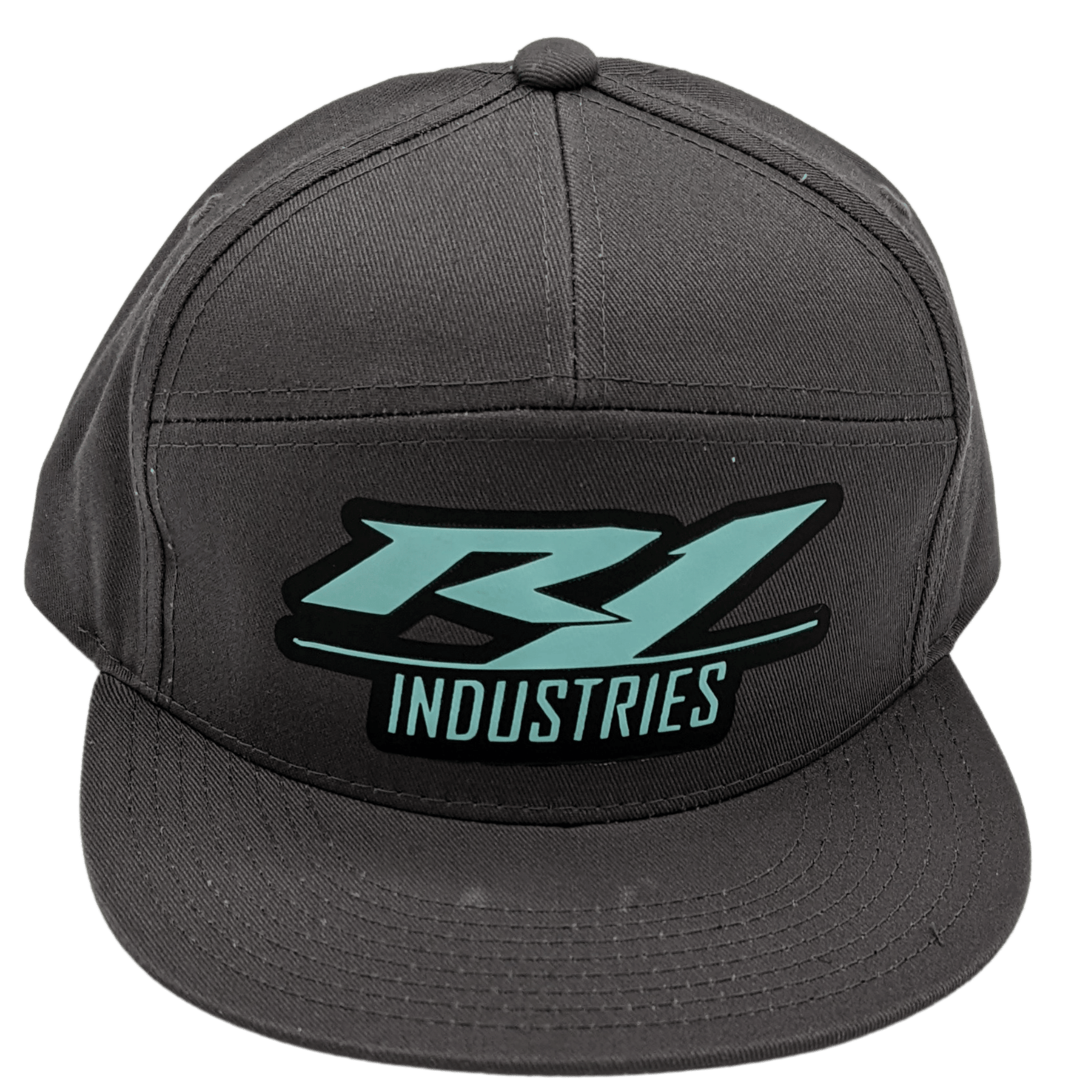 gray r1 snapback hat with teal logo