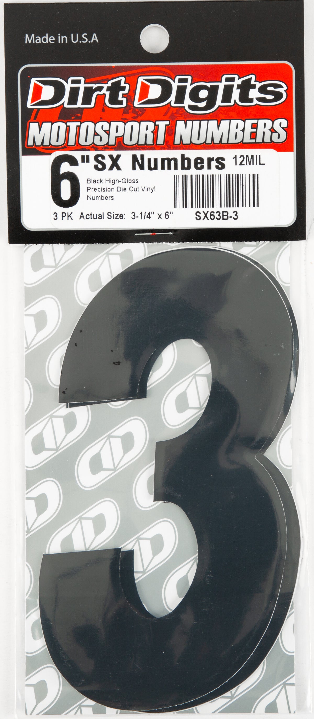 #3 6" BLACK SUPER X DIGITS 3/PK