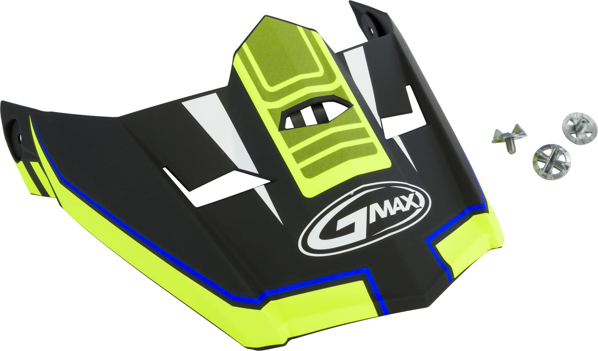 VISOR W/SCREWS UNCLE MX-46 MATTE BLK/HI-VIS YLW/BLUE M-3X