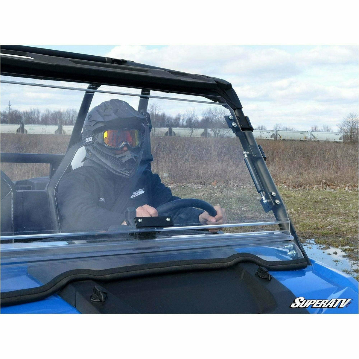 SuperATV Polaris RZR XP Turbo Scratch Resistant Flip Windshield