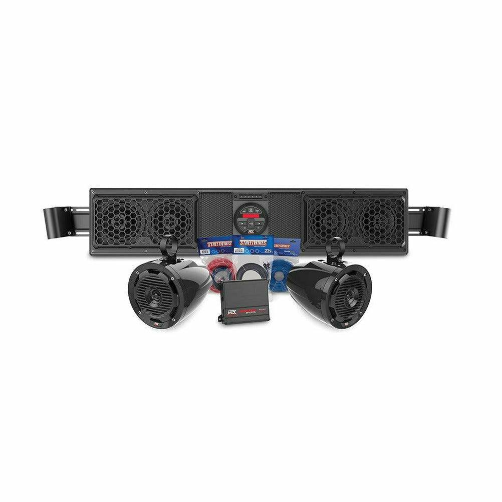 MTX Audio Can Am Maverick Bluetooth Overhead Sound Bar with 2 Amplified Cage Mount Speakers