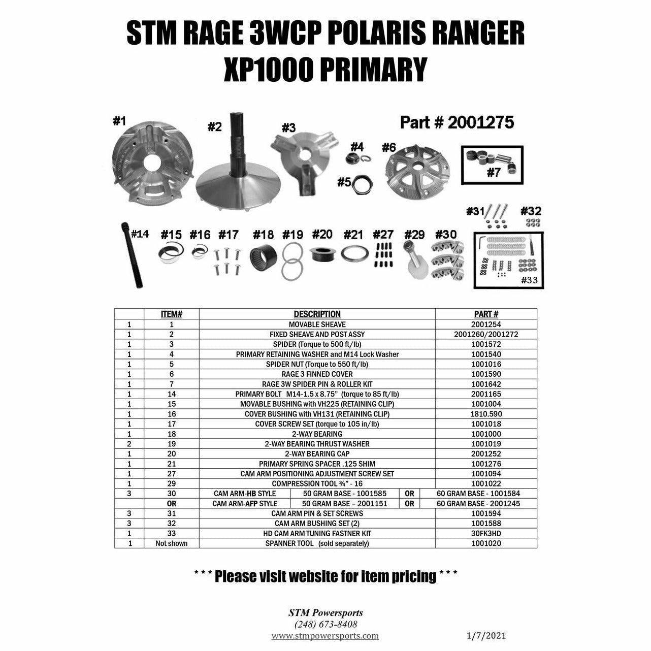 STM Polaris Ranger XP 1000 RAGE 3WCP Primary Clutch
